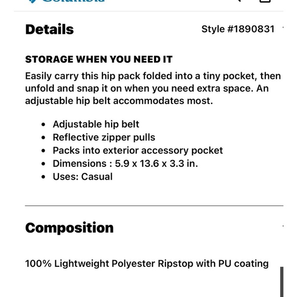 Columbia Lightweight Packable Hip Pack - Picture 6 of 6